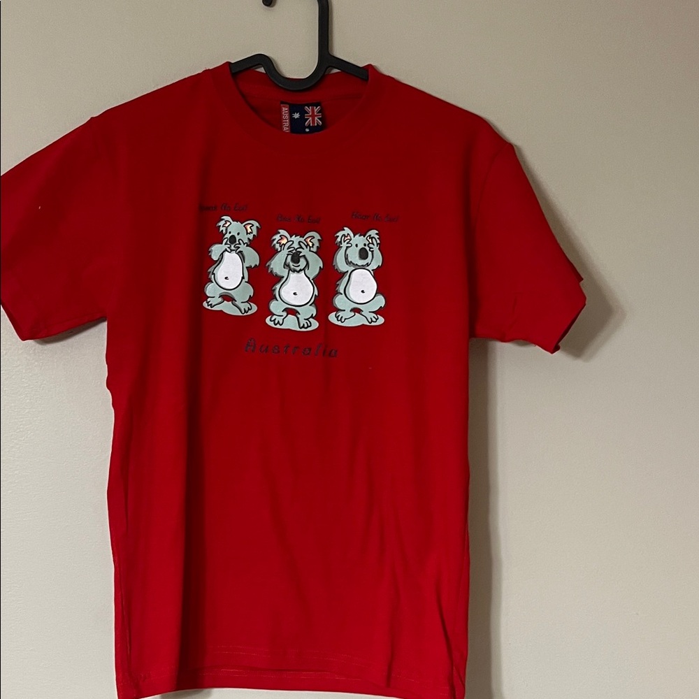 Vibrant Red Koala Print Kids Tee